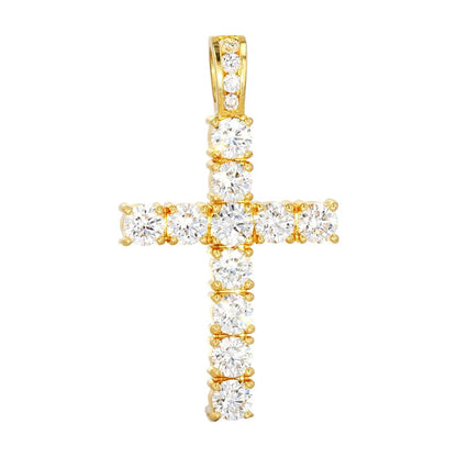 18K Gold Diamond Accented Cross Pendant
