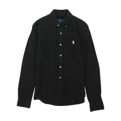 Black Solid Long Sleeve Button Down