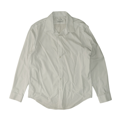 White Solid Long Sleeve Button Down
