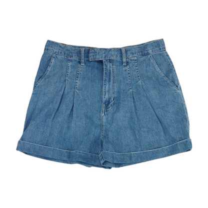 Blue Solid Denim Shorts