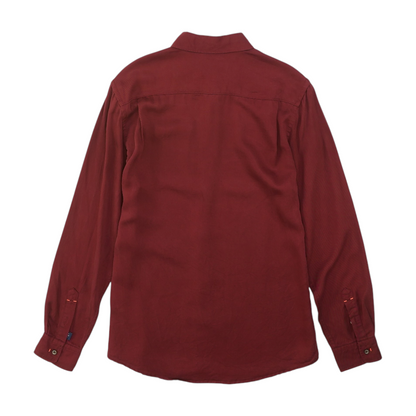 Burgundy Solid Long Sleeve Button Down