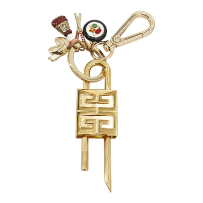Silver & Gold Padlock Keychain with Charms