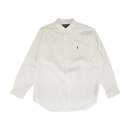 White Solid Long Sleeve Button Down