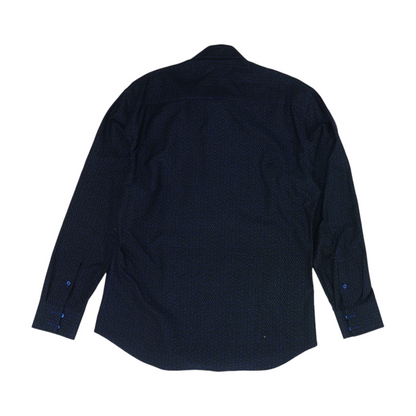 Navy Abstract Long Sleeve Button Down