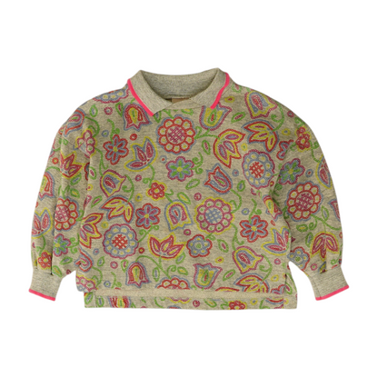 Vintage Gray Floral Sweatshirt Pullover