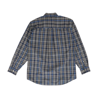 Navy Plaid Long Sleeve Button Down