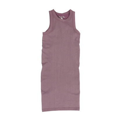 Purple Solid Midi Dress