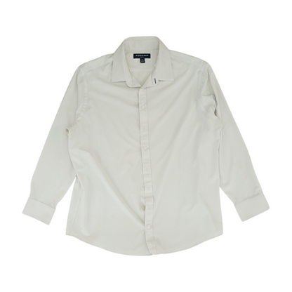 White Solid Long Sleeve Button Down