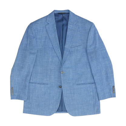 Blue Wool and Silk Solid Sport Coat