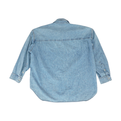 Blue Solid Long Sleeve Button Down
