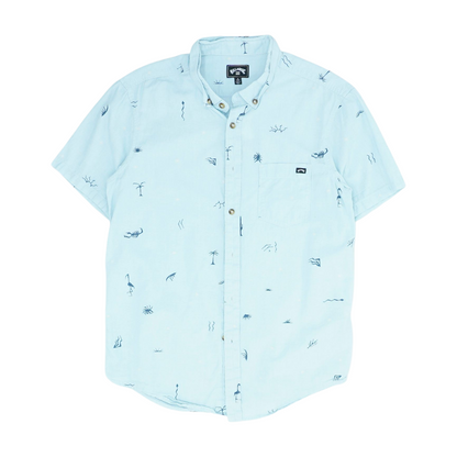 Blue Print Short Sleeve Button Down