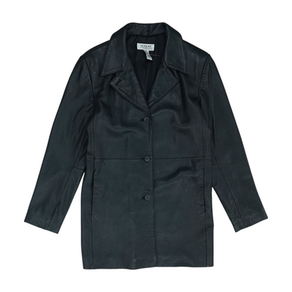 Black Solid Leather Jacket