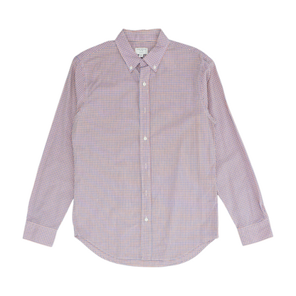 Orange Plaid Long Sleeve Button Down