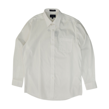 White Solid Long Sleeve Button Down
