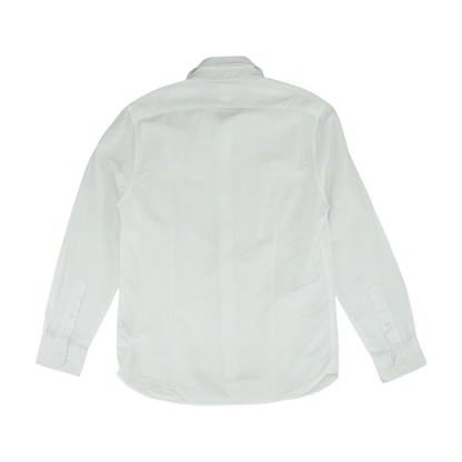 White Solid Long Sleeve Button Down