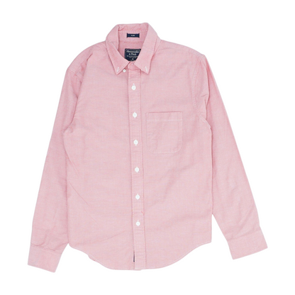 Red Solid Long Sleeve Button Down