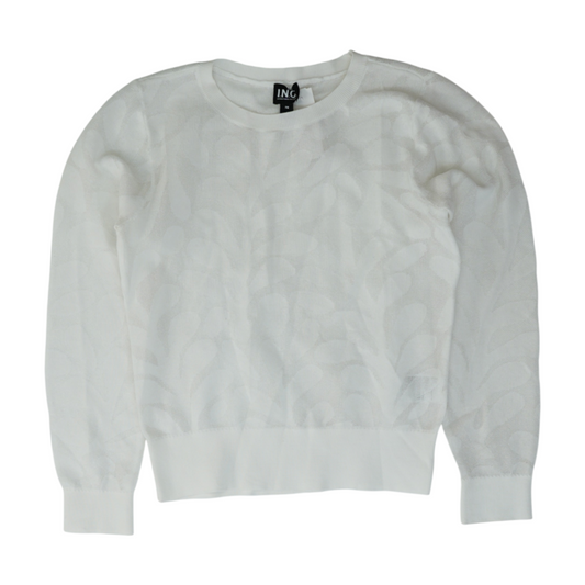 White Petite Print Pullover Sweater