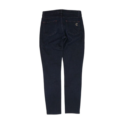 Blue Solid Low Rise Slim Leg Jeans
