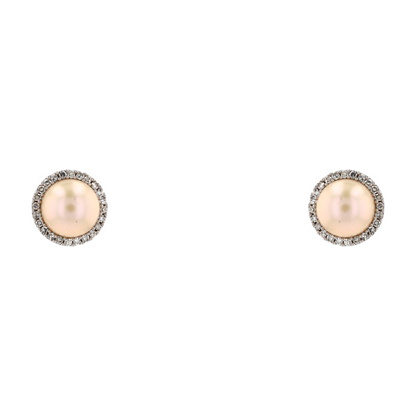 14K White Gold Cultured Pearl Stud Earrings