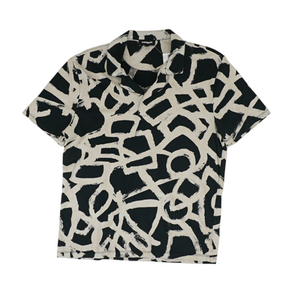Beige Abstract Short Sleeve Polo