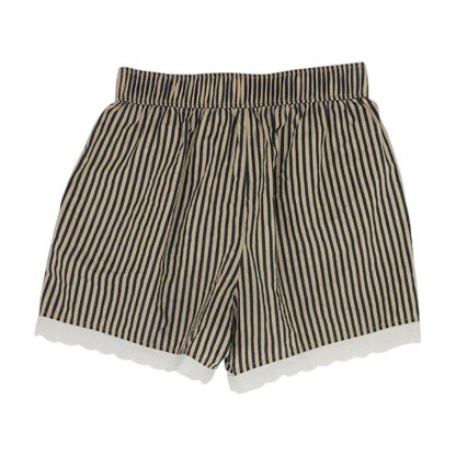 Beige Striped Active Shorts