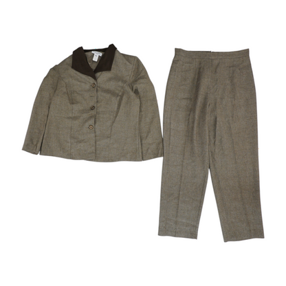 Vintage Brown Solid Pant Suit