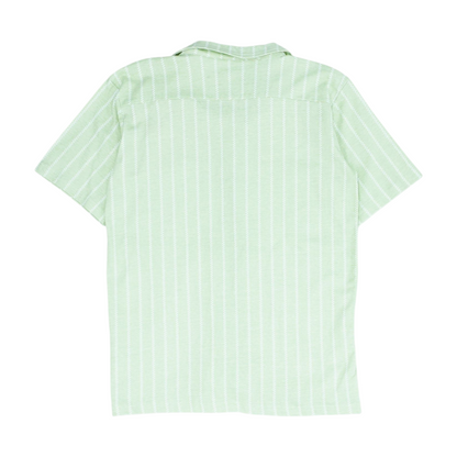 Green Striped Short Sleeve Button Down