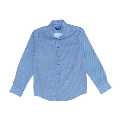 Navy Striped Long Sleeve Button Down