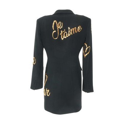 Black Crushed Sequin Loveletter Karlie Blazer