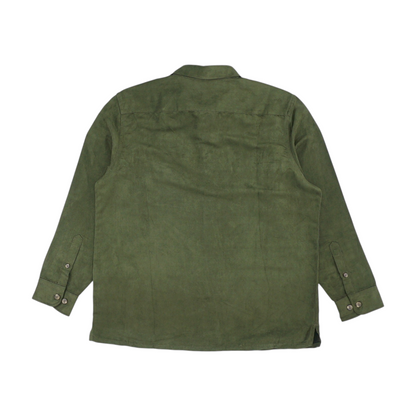 Green Solid Long Sleeve Button Down