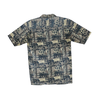 Vintage Brown Print Short Sleeve Button Down