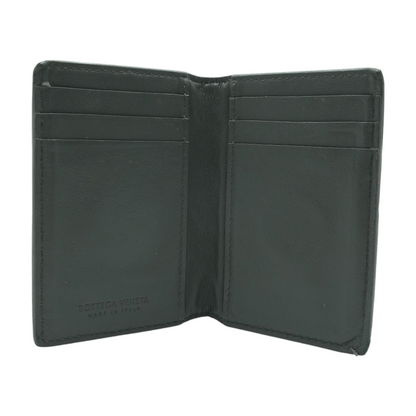 Gray Intrecciato Flap Card Case