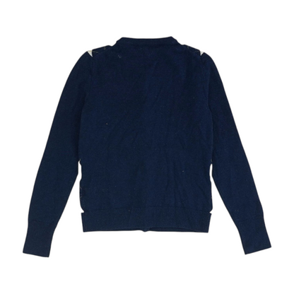 Navy Argyle Cardigan Sweater