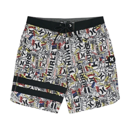 White Graphic Swim Bottom
