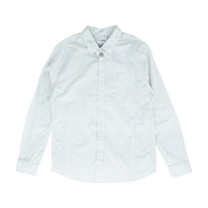 Gray Print Long Sleeve Button Down