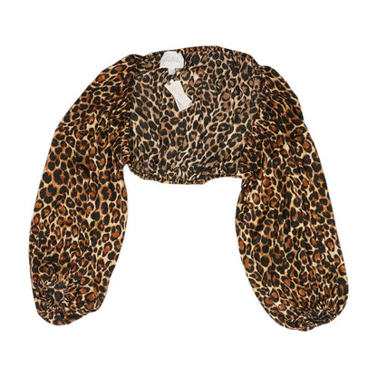 Brown Animal Print Long Sleeve Blouse