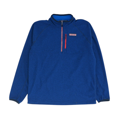 Blue Solid 1/4 Zip Pullover