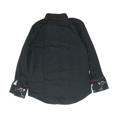 Black Solid Long Sleeve Button Down