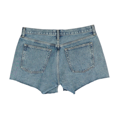 Blue Solid Denim Shorts