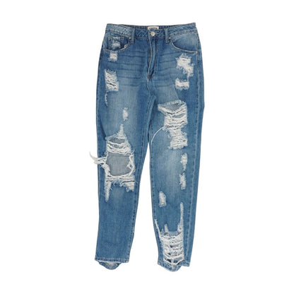 Blue Solid High Rise Jeans