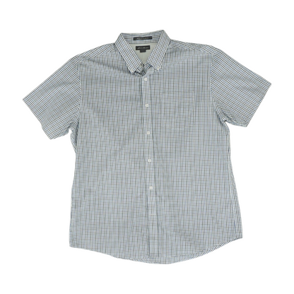White Plaid Short Sleeve Button Down