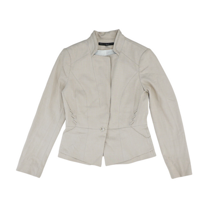 Beige Solid Blazer