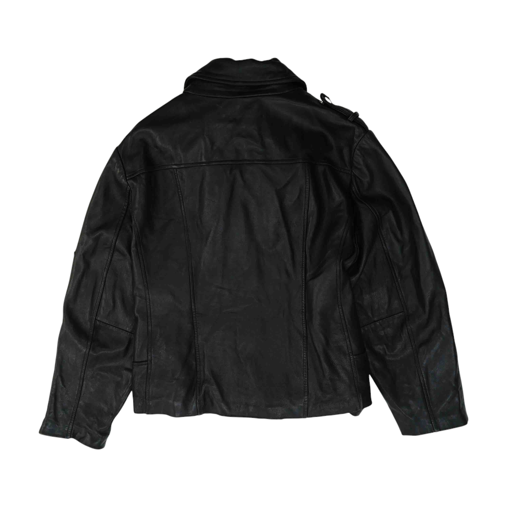 Black Plus Size Solid Leather Jacket