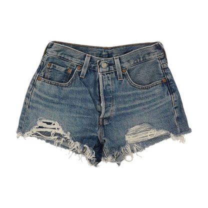 Blue Solid Denim Shorts