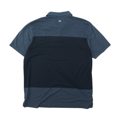 Blue Color Block Short Sleeve Polo