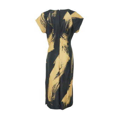 Black Color Block Midi Dress