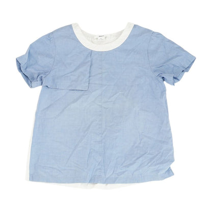 Blue Color Block Short Sleeve Blouse