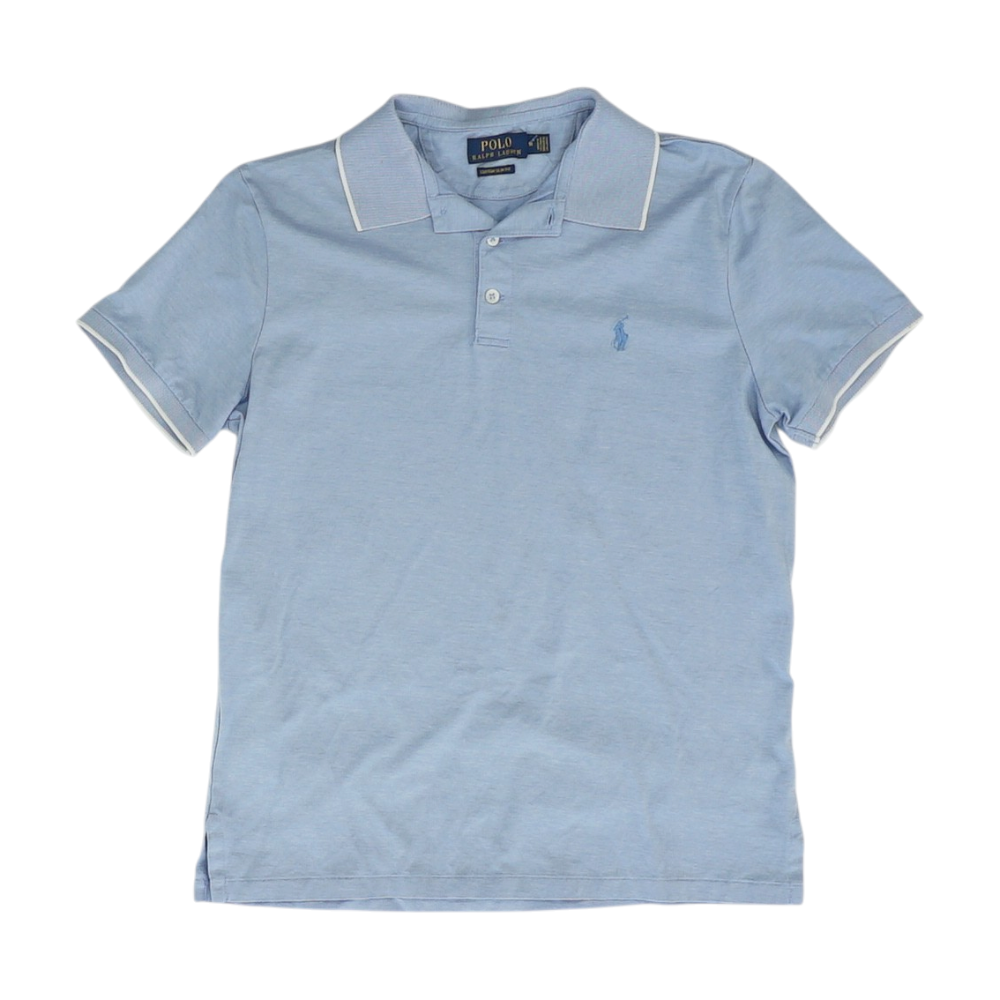 Blue Solid Short Sleeve Polo