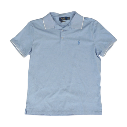 Blue Solid Short Sleeve Polo