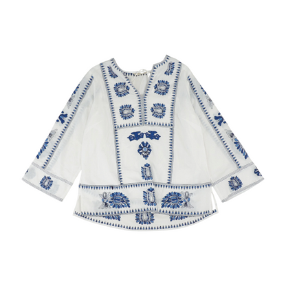 White Plus Print Blouse